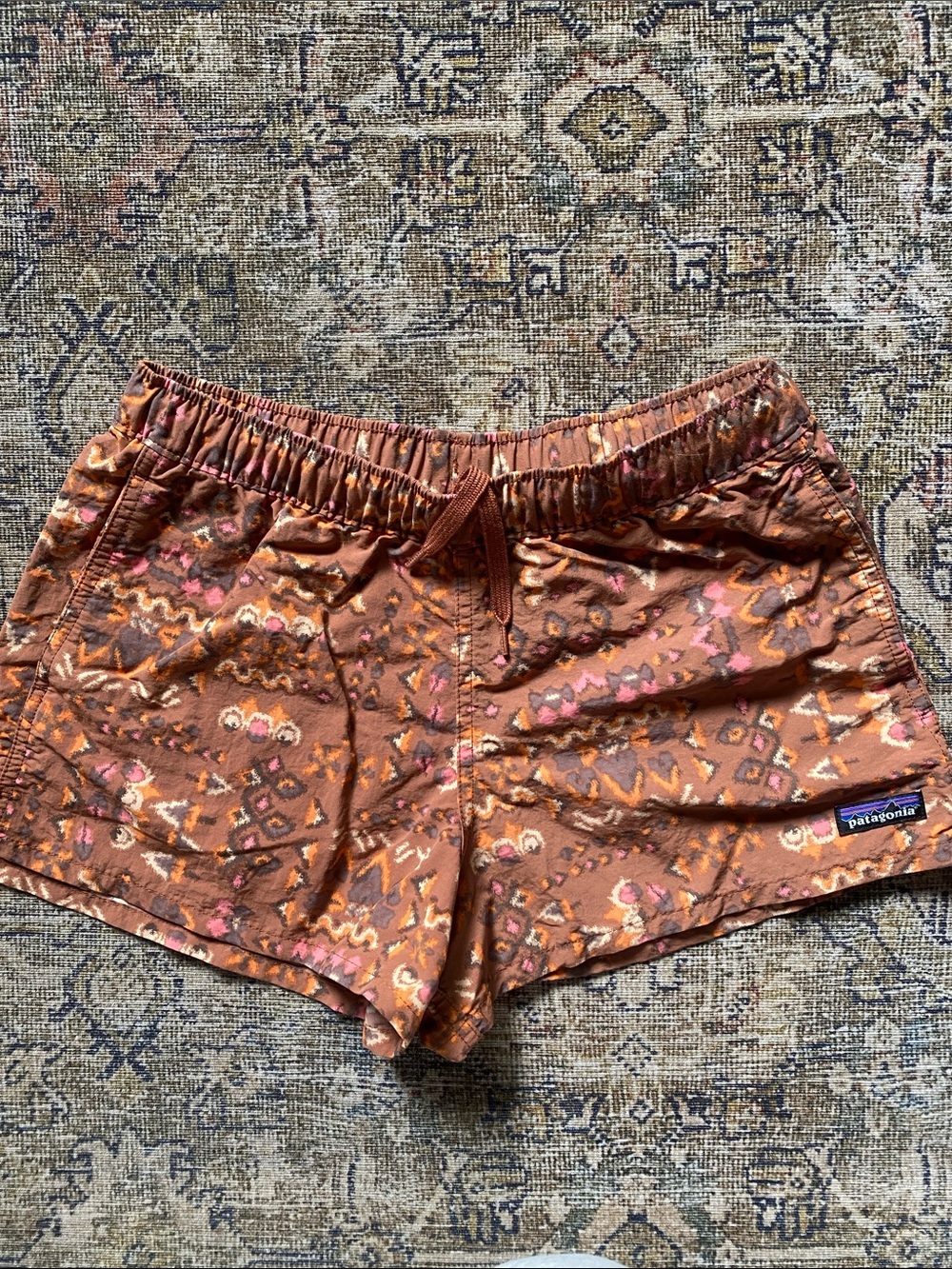 Patagonia Women's Rust Orange Printed Athletic Shorts